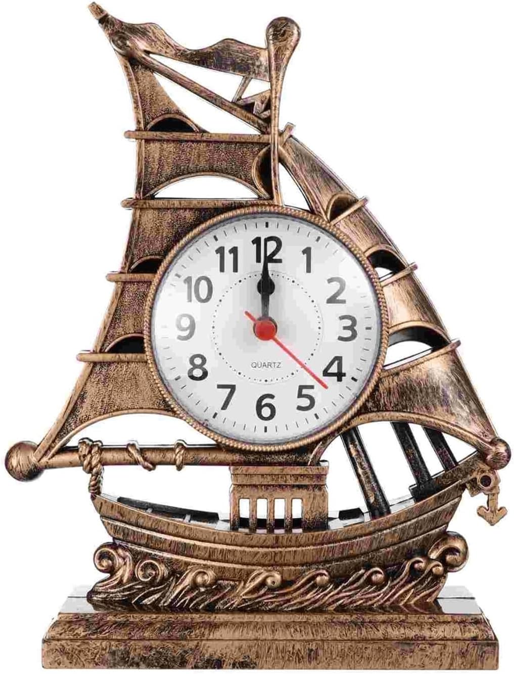 Alarm Clock Beside ﻿ Clock Alarm Sailboat Table Vintage Desk Retro Model Ornament Clocks Nautical Figure Boat Bedside Silent Decoration Desktop Smart Alarm Clock