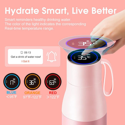 VSITOO Self-Cleaning Smart Water Bottle (pink, 15 Ounce)