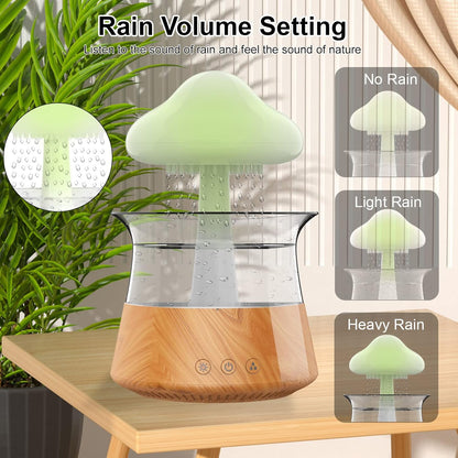Cloud Rain Humidifiers for Bedroom & Large Room - Essential Oil Diffuser with 7 Colors LED Lights - Whole House Coverage-Auto Shut-Off-It Can Work for Up to 8-10 Days with Full Water (Wood Grain)