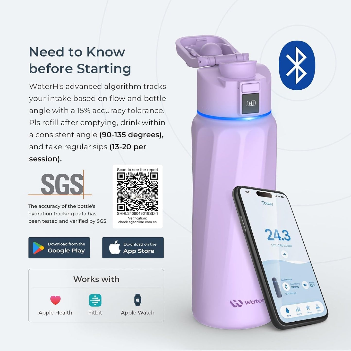 BOOST Smart Water Bottle with Reminder & Tracker, Double Wall Vacuum Insulated Bottles Stainless Steel, 32oz BPA-Free Wide Mouth for Gym, Office, School - Ideal Gift, Black