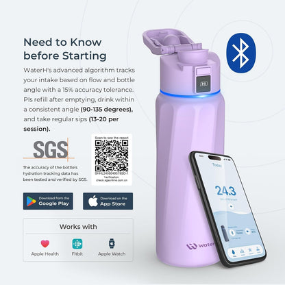 BOOST Smart Water Bottle with Reminder & Tracker, Double Wall Vacuum Insulated Bottles Stainless Steel, 32oz BPA-Free Wide Mouth for Gym, Office, School - Ideal Gift, Black