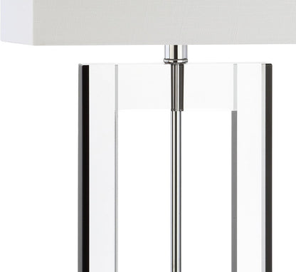 JONATHAN Y JYL2015A Parish 26" Crystal LED Table Lamp Modern Contemporary Glam Bedside Desk Nightstand Lamp for Bedroom Living Room Office College Bookcase LED Bulb Included, Clear/Black