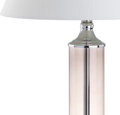 JONATHAN Y JYL4014B-SET2 Set of 2 Table Lamps Astor 29" Glass LED Table Lamp Contemporary Bedside Desk Nightstand Lamp for Bedroom Living Room Office College Bookcase, Smoked Gray