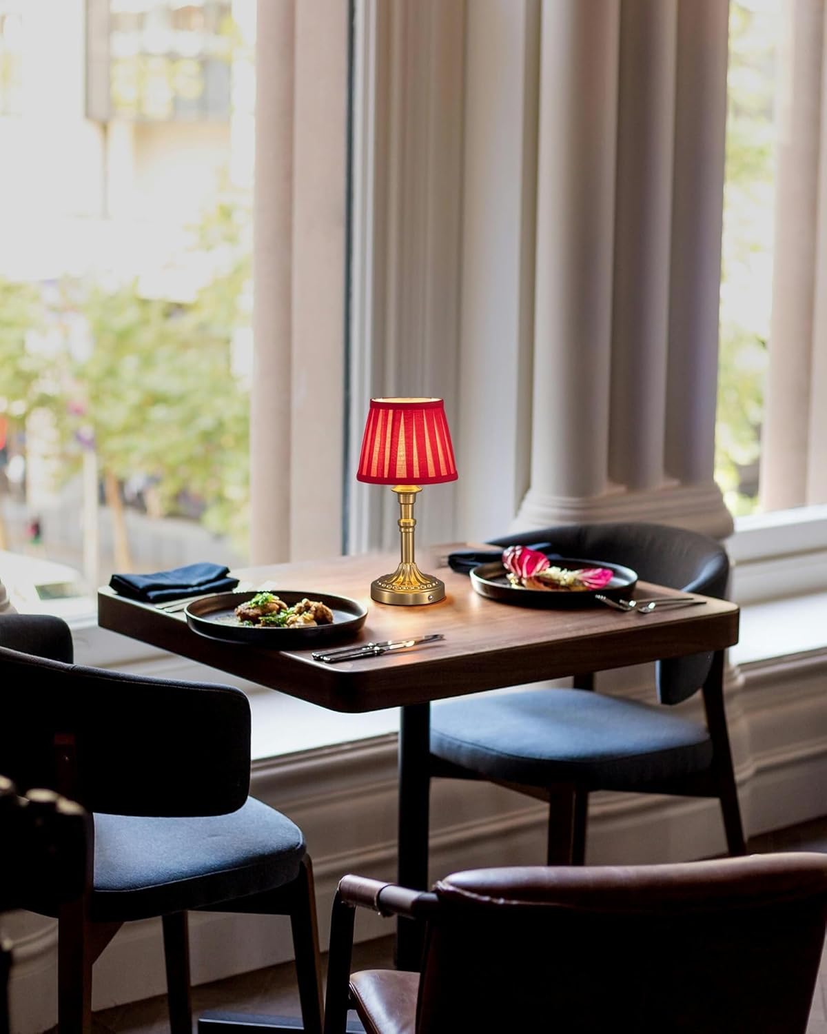 Cordless Portable LED Table Lamp 2-pack, Fabric Shade, Battery Power, Stepless Dimming, For Living And Dining Rooms suitable for bedrooms, living rooms, offices, book(Mottled Silver+Fabric Lampshde)