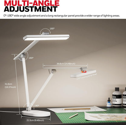 Honeywell Desk Lamp for Home Office, H9 Sunturalux™ Eye-Caring LED Desk Light, 1000LM Dimmable Desk Lamp with Timer and Auto-Sensing, Adjustable Desk Reading Light or Study, Cumputer, Architect