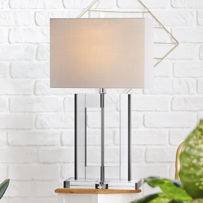 JONATHAN Y JYL2015A Parish 26" Crystal LED Table Lamp Modern Contemporary Glam Bedside Desk Nightstand Lamp for Bedroom Living Room Office College Bookcase LED Bulb Included, Clear/Black
