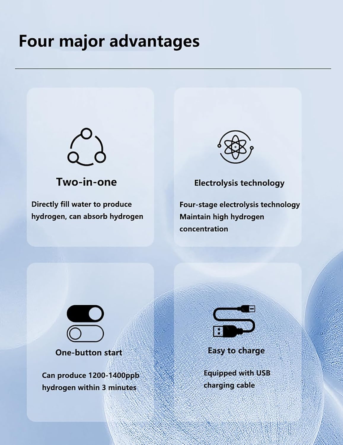 Rechargeable PEM Hydrogen Water Bottle Generator – 410ml Glass Hydrogenated Water Machine, Smart Portable Hydrogen Water Bottle for Fitness, Travel, and Daily Use