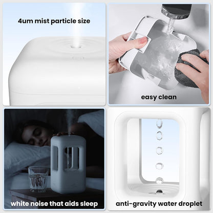 Green Mini Humidifiers for Bedroom & Plants - Small Desktop Humidifier, Portable Cool Mist for Nightstand, Desk, Indoor Plants - Quiet Personal Humidifier (0.6L, Auto Shut-Off)