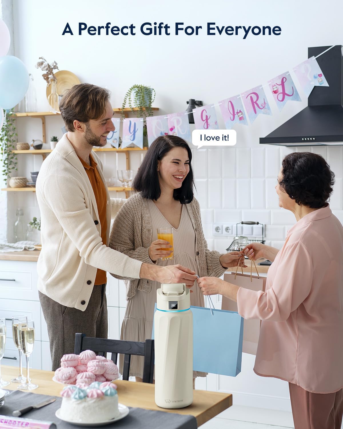 BOOST Smart Water Bottle with Reminder & Tracker, Double Wall Vacuum Insulated Bottles Stainless Steel, 32oz BPA-Free Wide Mouth for Gym, Office, School - Ideal Gift, Black