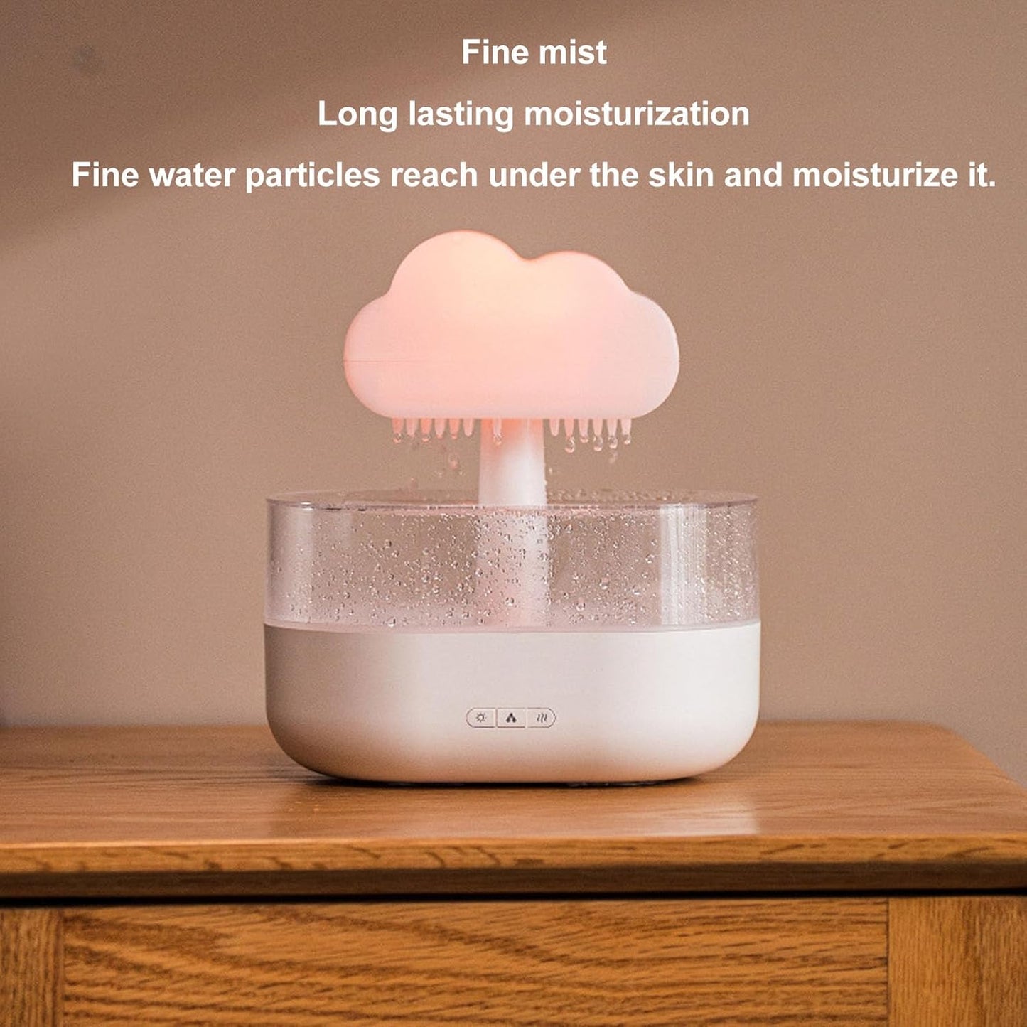 Humidifier for Bedroom and Plants, Mist Humidifier, 200ml Cloud Humidifier USB LED Lights Effective Dryness Relief Raindrop Aromatherapy Diffuser
