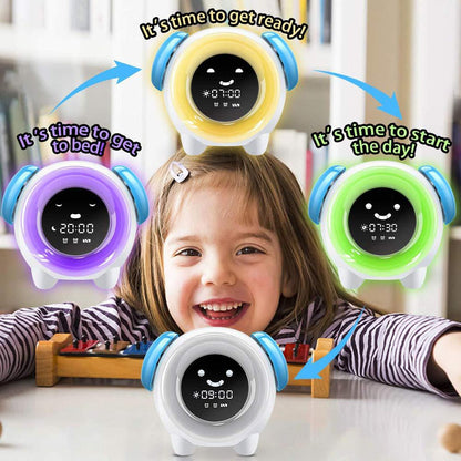 LED Digital Alarm Clock with 2 Alarms, 3 Modes, 6 Natural Sounds, 7 Color Lights, Creative Smart Children's Gift (USB Charging)