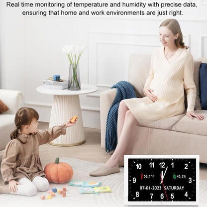 Yunseity 10 Inch Digital Smart Clock, Large Display Calendar Alarm Clock with 12 Alarm Reminders, Automatic Brightness Adjustment, Large Font Digital Clocks for Seniors Elderly