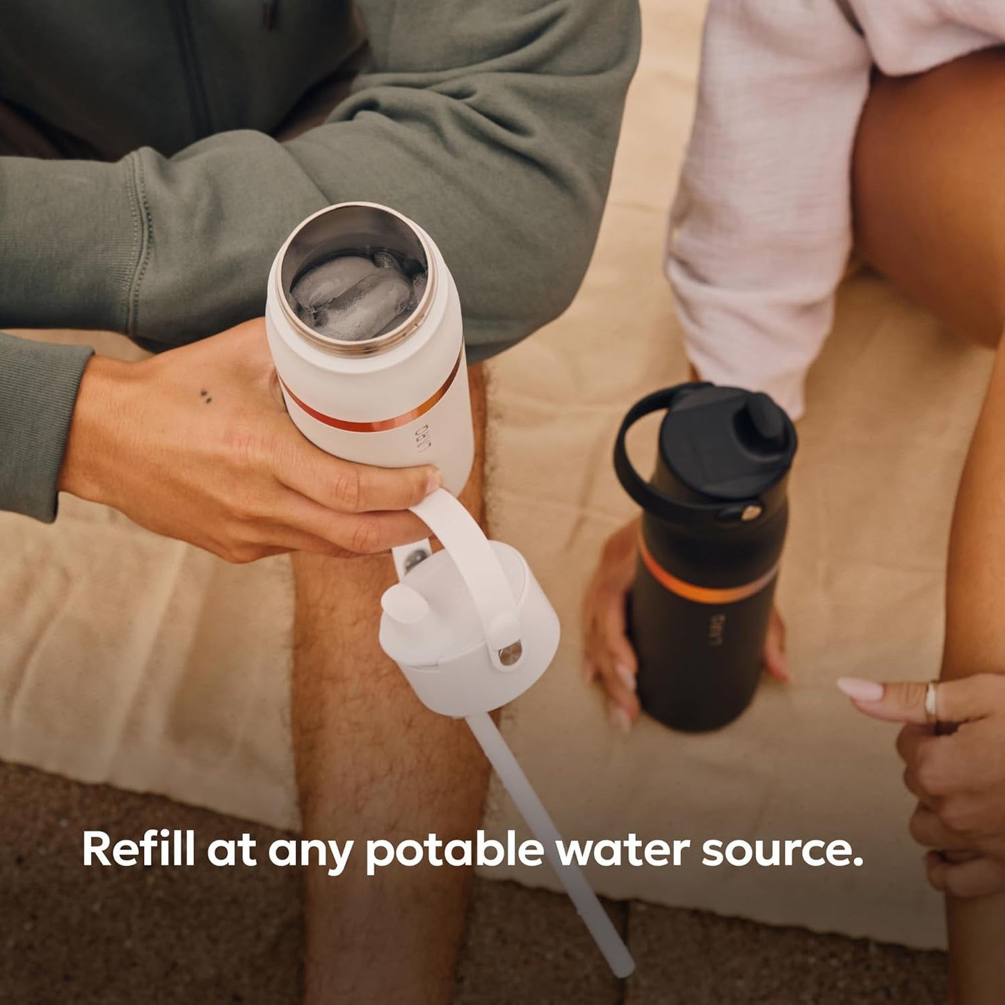 LARQ Bottle Swig Top 34oz - Insulated Stainless Steel Water Bottle With Built-In Silicone Handle | BPA Free | Reusable Water Bottle for Sports, Gym, and Travel, Obsidian Black