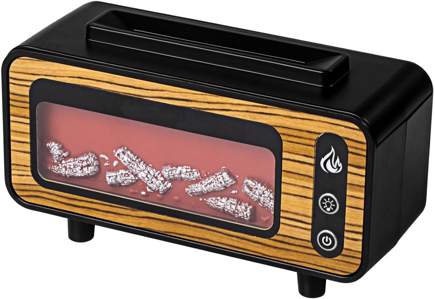 Flame Aroma Diffuser,Fireplace Humidifier,Colorful Flame Night Light,Nano Spray Silent Humidification Water Shortage Protection Cool Mist Humidifiers for Baby Bedroom Office,Black