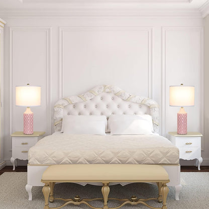 25 Inch Modern Ceramic Table Lamp 2 Pack, 3-Way Dimmable Light for Bedroom Living Room Side Table Lamp, Bulb Included Suitable for bedrooms, Living Rooms, Offices, Book(Black)