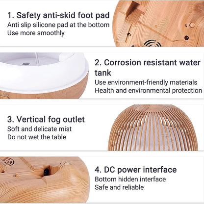 Humidifiers for Bedroom,Raining Cloud Night Light Diffuser,7 Colors Cloud Raining Night Light Diffuser Meditation Dripping Sound Sleep Aid Rechargeable, Humidifier (Color : Wood)