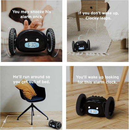 Unique Accountant Style Super Loud Rolling Vibration Alarm Clock, Smart Snooze, Easy Setup for Heavy Sleepers, Great Gift for Adults/Teens Used in The Kitchen, Living Room, or Office(Black)