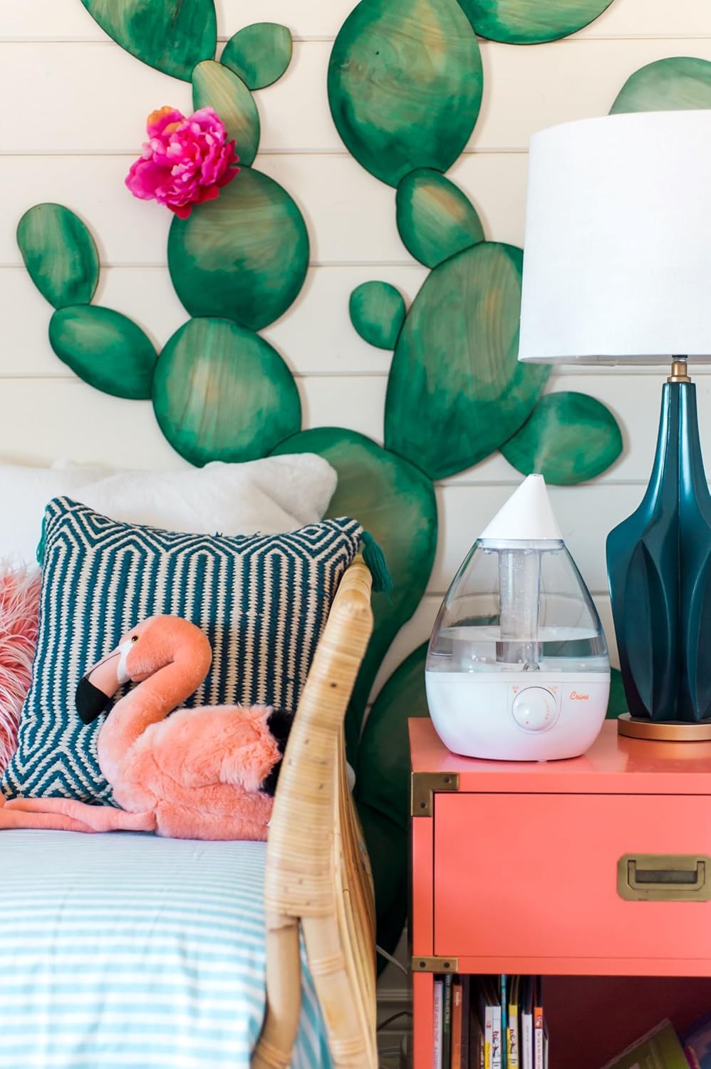 Crane Ultrasonic Cool Mist Humidifier for Bedroom, Baby Nursery, Kids Room, Plants, or Office, Large 1 Gallon Tank, Filter Optional, Orange