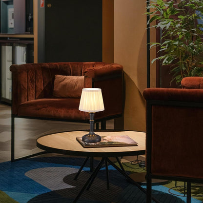 Cordless Portable LED Table Lamp 2-pack, Fabric Shade, Battery Power, Stepless Dimming, For Living And Dining Rooms suitable for bedrooms, living rooms, offices, book(Mottled Silver+Fabric Lampshde)