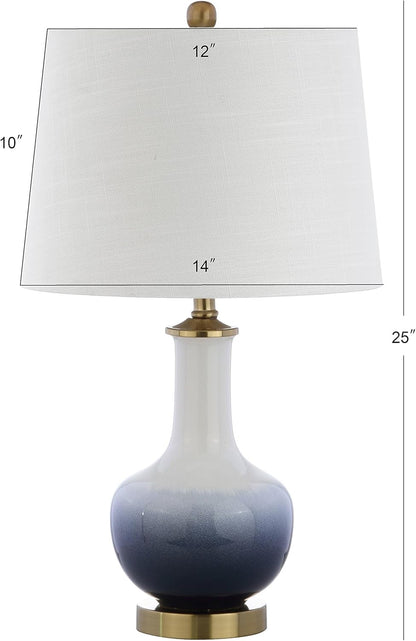 25-inch Gradient Color Ceramic LED Table Lamp with LED Bulb for Bedroom Living Room Office Bookcase Suitable for bedrooms, Living Rooms, Offices, Book(White/Grey)