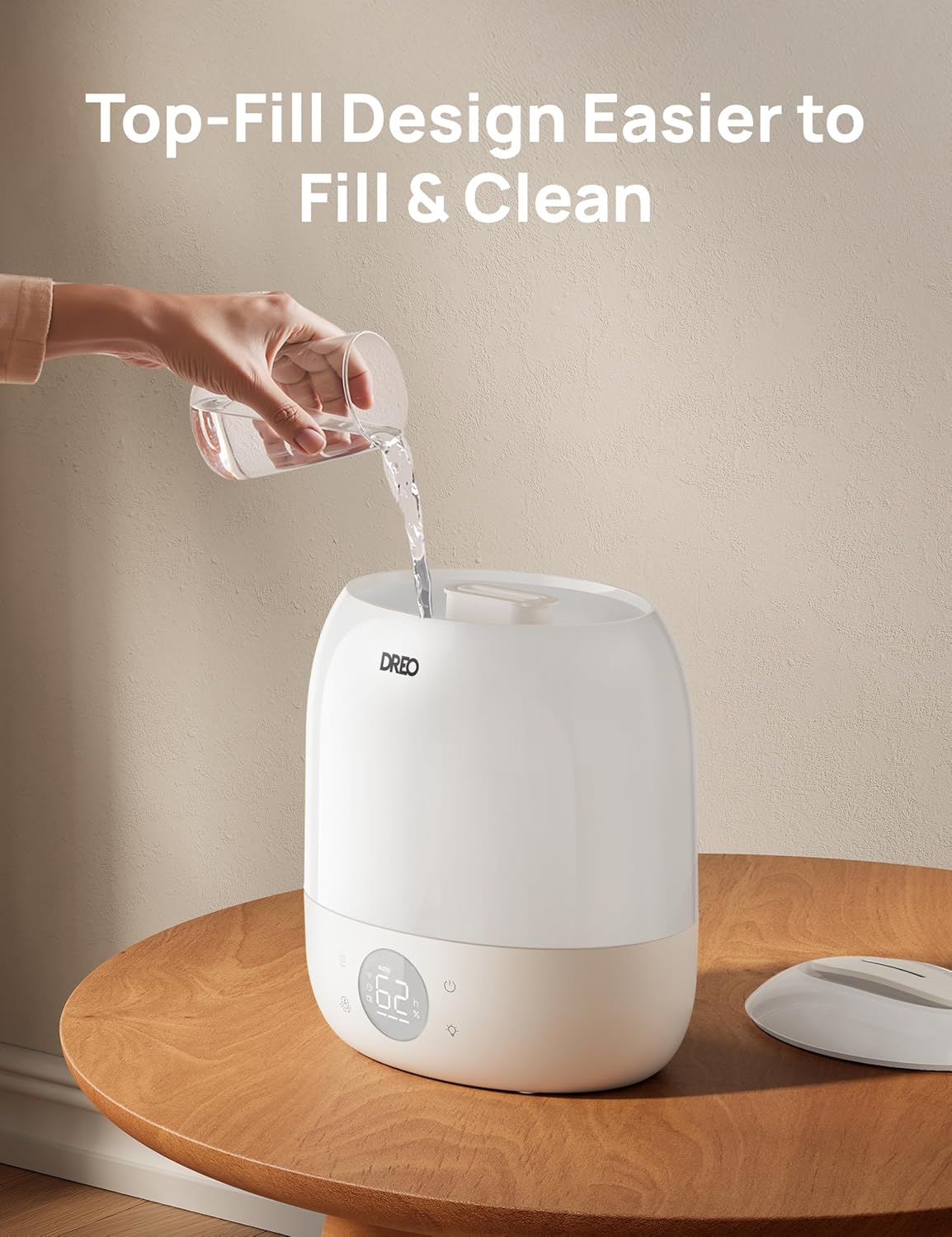 DREO Humidifiers for Bedroom Baby HM409S, Ultra Quiet 28dB & 3L Top Fill Cool Mist Humidifier for Nursery, Smart Air humidifier for Plants Indoor, 1500+ RGB Night Light & Sleep Routine Trainer