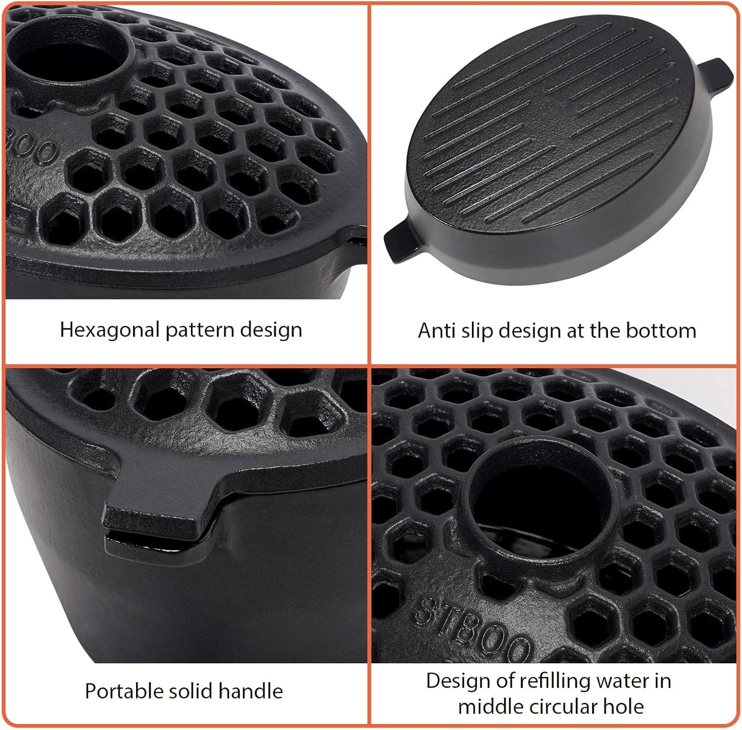 Wood Stove Steamer, Cast Iron Fireplace Humidifier, Indoor Humidifier for Home Heating, Black Bowl Fireplace Stove Covers Accessories Decorative, Matte Black Finish, Rust Resistant, 2.7 Quart Capacity