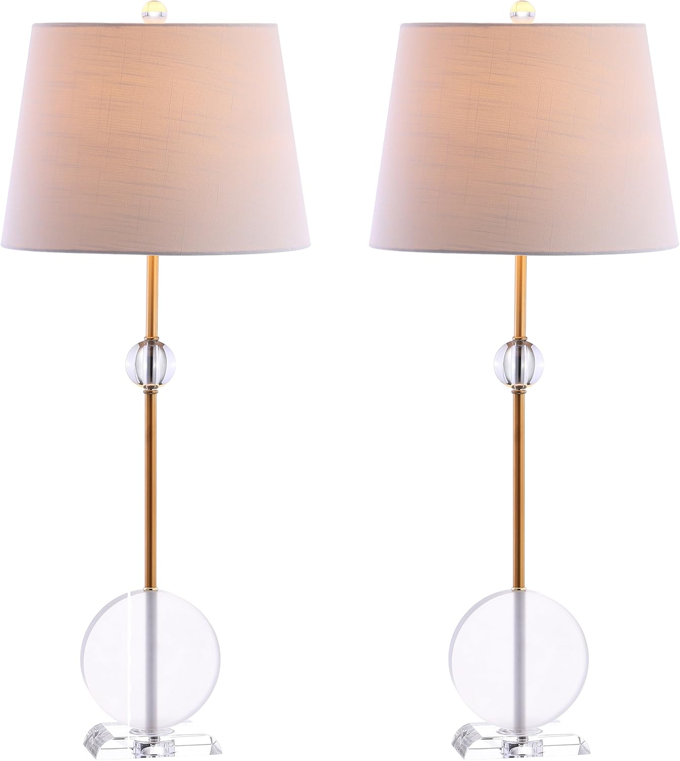 JONATHAN Y JYL5029A-SET2 Set of 2 Table Lamps Spencer 34" Crystal/Metal LED Table Lamp Modern Contemporary Bedside Desk Nightstand Lamp for Bedroom Living Room, Clear/Brass Gold