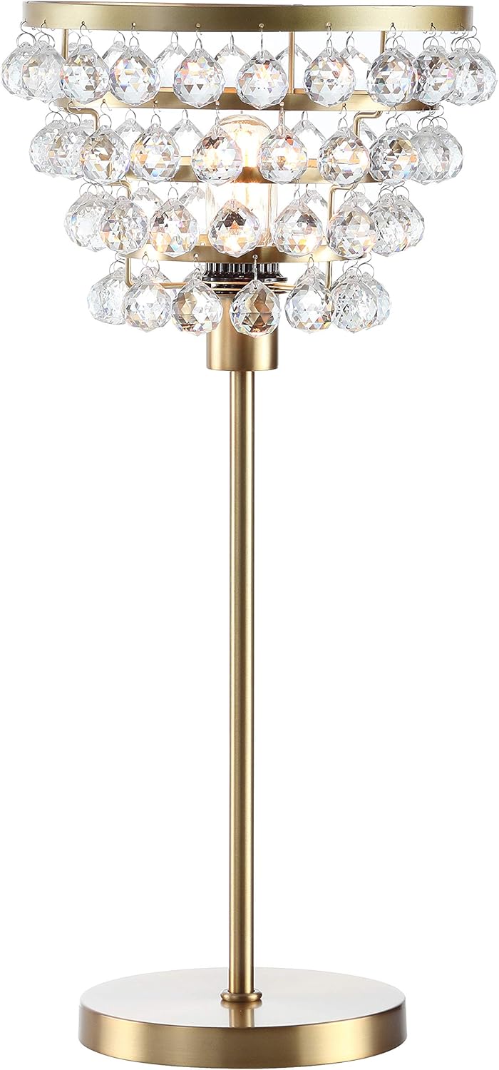 JONATHAN Y JYL9004A Buckingham 25" Crystal/Metal Table Lamp Modern Contemporary Bedside Desk Nightstand Lamp for Bedroom Living Room Office College Bookcase, Bronze