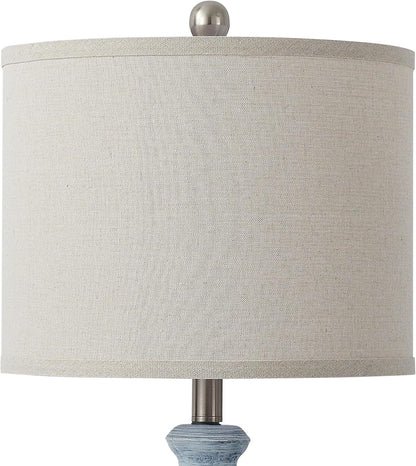 25.8" Modern Ceramic Table Lamp 2-Pack With Linen Shade And Rotary Switch For Bedroom Nightstand Living Room Decoration suitable for bedrooms, living rooms, offices, book(Rotary Switch Blue)