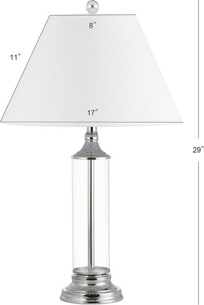 JONATHAN Y JYL4014B-SET2 Set of 2 Table Lamps Astor 29" Glass LED Table Lamp Contemporary Bedside Desk Nightstand Lamp for Bedroom Living Room Office College Bookcase, Smoked Gray