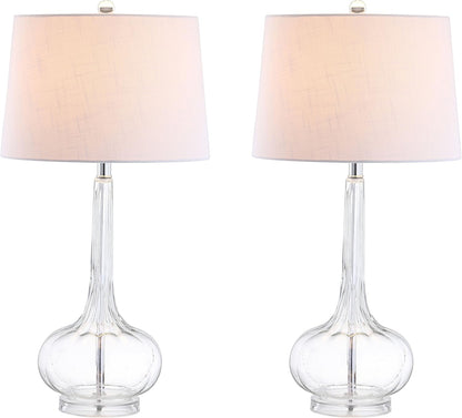 JONATHAN Y JYL1079B-SET2 Set of 2 Table Lamps Bette 28.5" Glass Teardrop LED Table Lamp Contemporary Bedside Desk Nightstand Lamp for Bedroom Living Room Office College Bookcase, Aqua