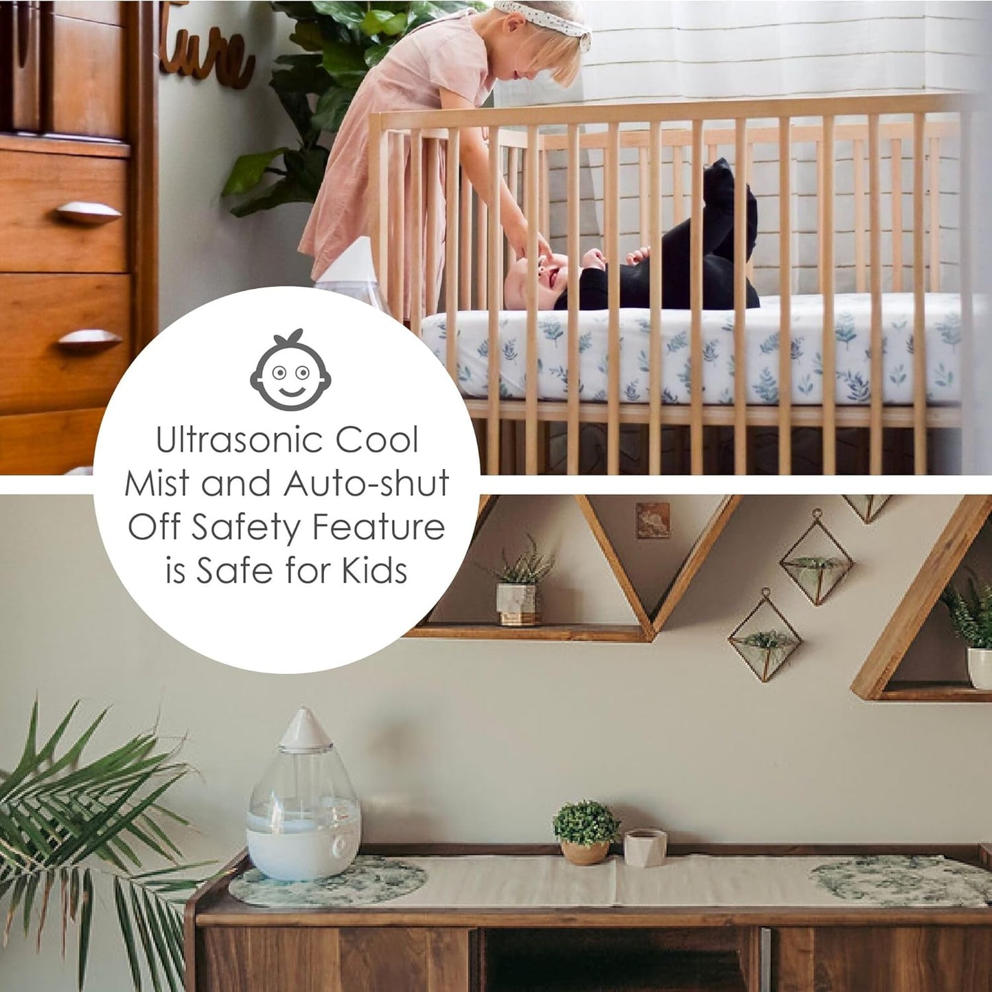 Crane Ultrasonic Cool Mist Humidifier for Bedroom, Baby Nursery, Kids Room, Plants, or Office, Large 1 Gallon Tank, Filter Optional, Orange