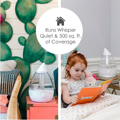 Crane Ultrasonic Cool Mist Humidifier for Bedroom, Baby Nursery, Kids Room, Plants, or Office, Large 1 Gallon Tank, Filter Optional, Orange