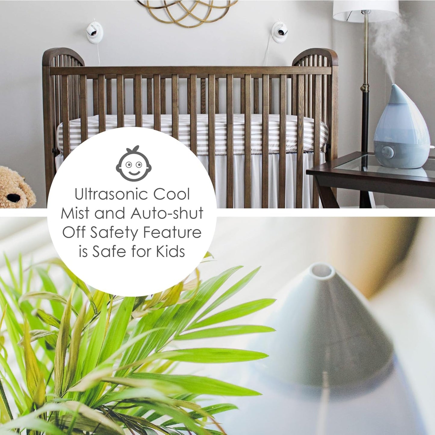 Crane Ultrasonic Cool Mist Humidifier for Bedroom, Baby Nursery, Kids Room, Plants, or Office, Large 1 Gallon Tank, Filter Optional, Orange