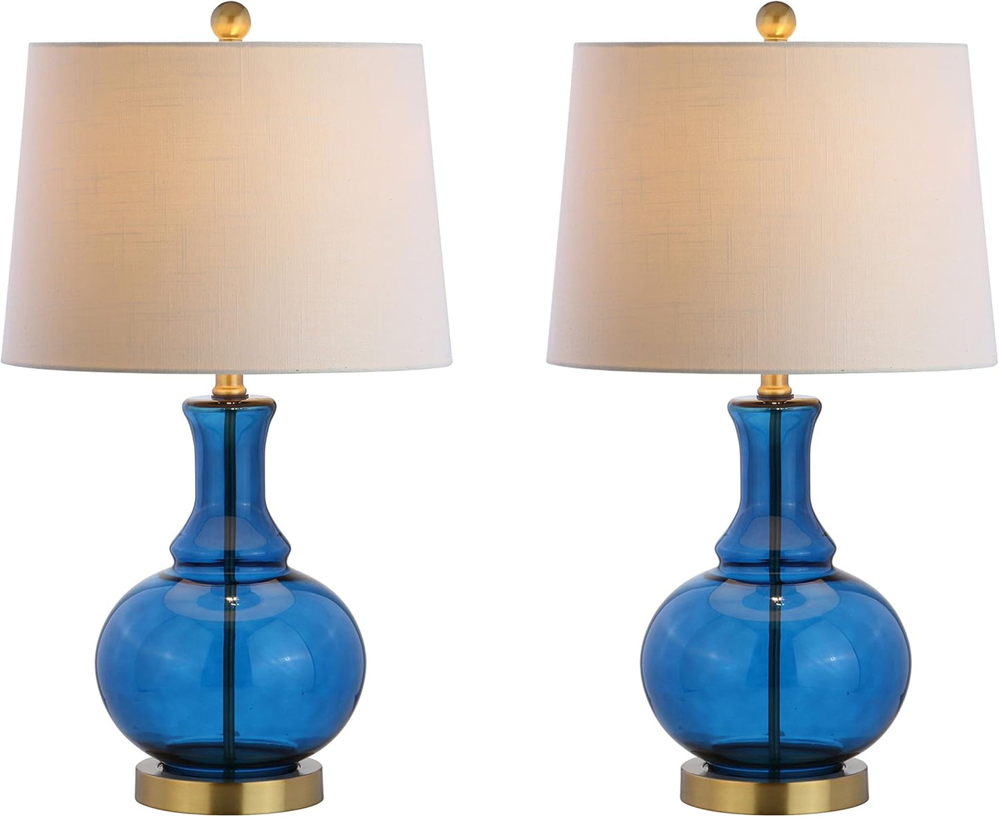 JONATHAN Y JYL1068C-SET2 Set of 2 Table Lamps Lavelle 25" Glass LED Table Lamp Contemporary Transitional Bedside Desk Nightstand Lamp for Bedroom Living Room Office College Bookcase, Cobalt Blue