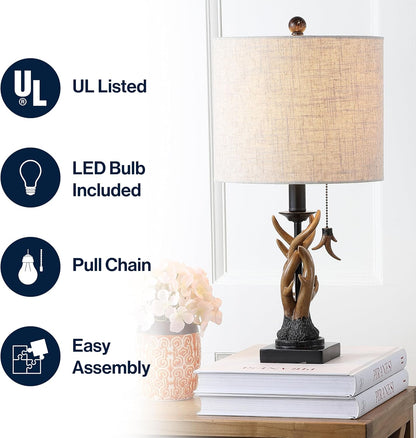 JONATHAN Y JYL1031B Gaston 20.5" Resin Mini LED Table Lamp for Living Room, Family Room, Dining Room, Bedroom, Hallway, Office, Antique Black