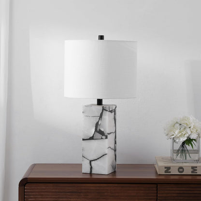 JONATHAN Y JYL6201A Elizabeth 27.5" Alabaster LED Table Lamp Coastal Contemporary Bedside Desk Nightstand Lamp for Bedroom Living Room Office College Bookcase LED Bulb Included, White/Gold Leaf