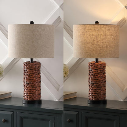 JONATHAN Y JYL6502A-SET2 Set of 2 Table Lamps Elicia 25" Sea Grass LED Coastal for Bedroom, Living Room, Office, College Dorm, Coffee Table, Bookcase