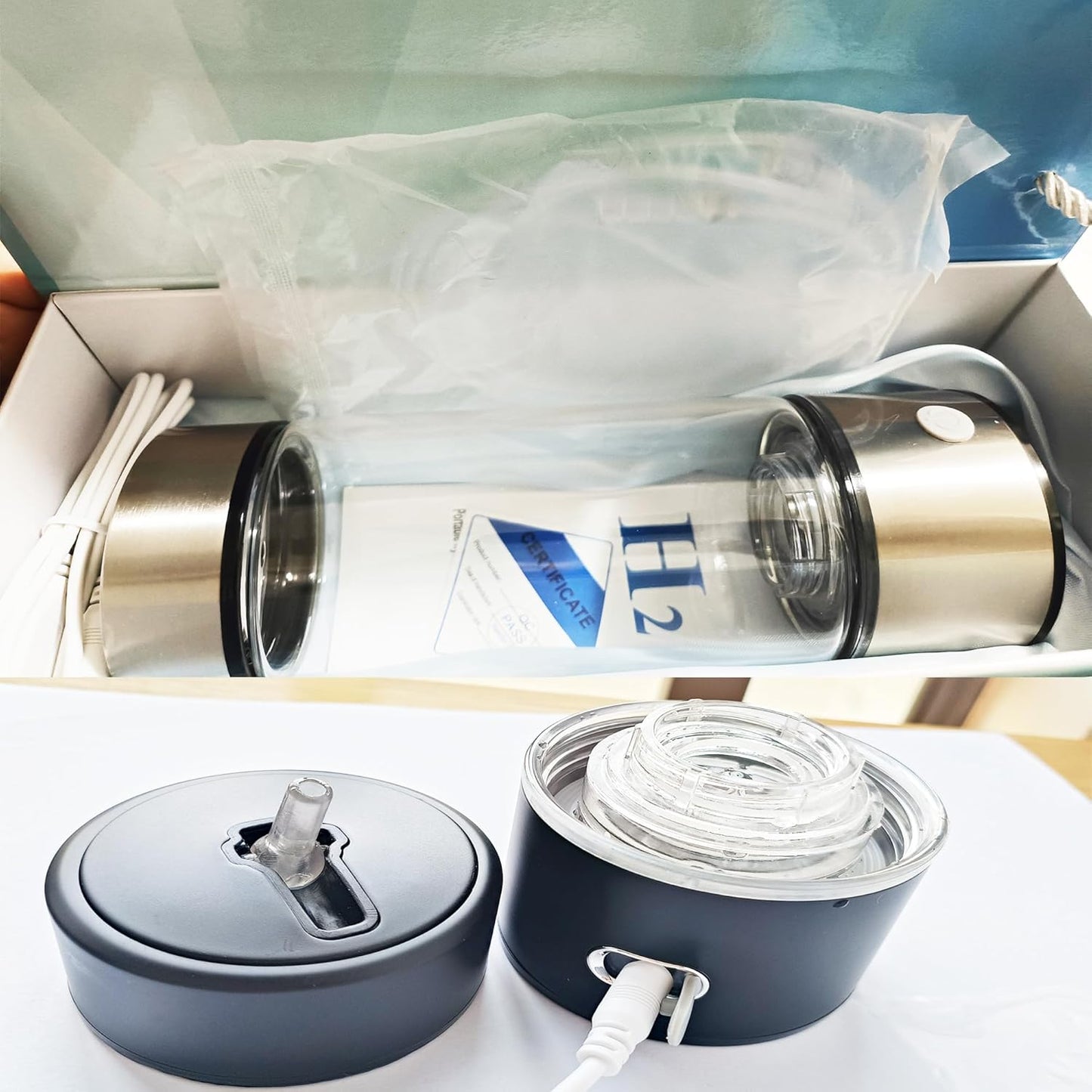 Hydrogen Bottle Generator Glass Rich H2 Flask Smart Hydrogenated Water Bottles H2next