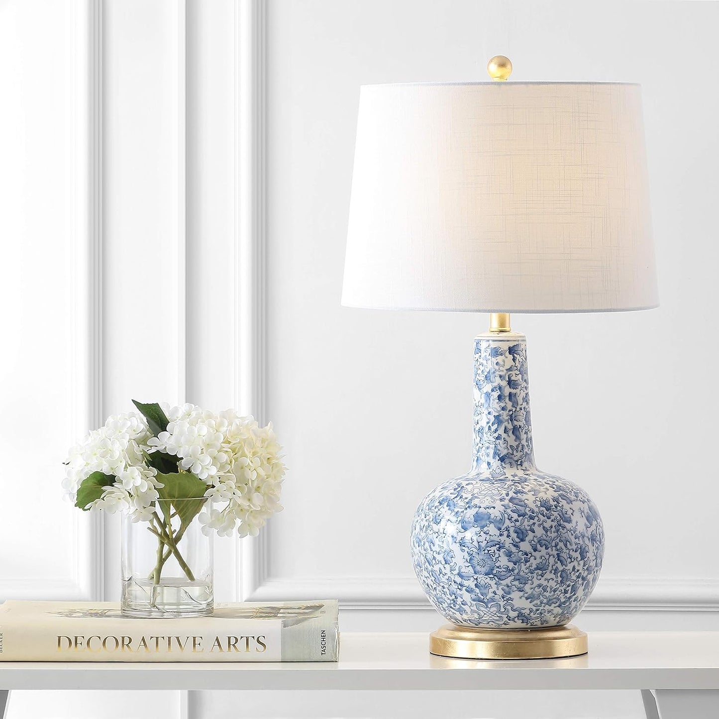 JONATHAN Y JYL5051A Chinois 30" Ceramic/Iron Classic Cottage LED Table Lamp Classic,Cottage,Glam,Traditional for Bedroom, Living Room, Office, College Dorm, Coffee Table, Bookcase, Blue/White