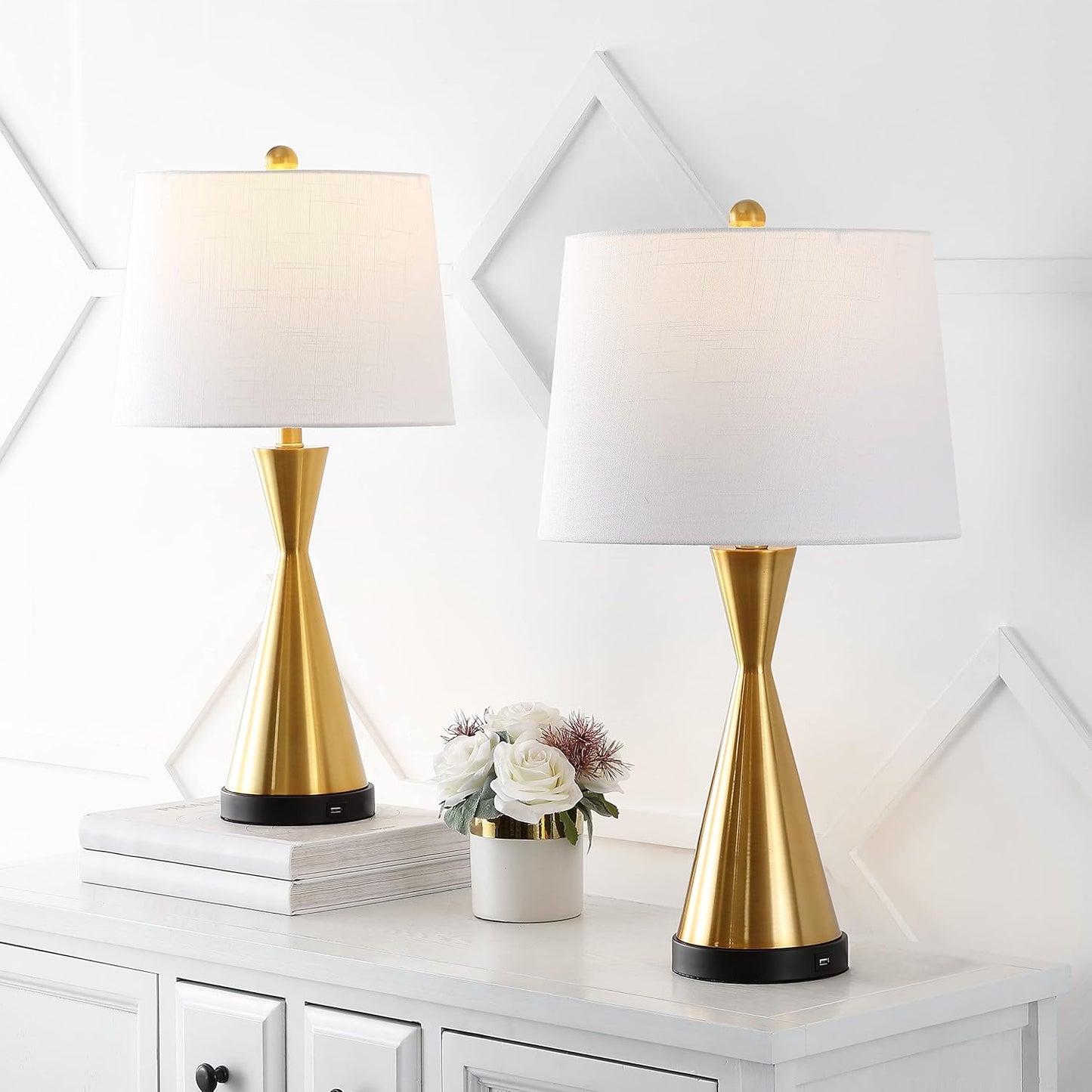 JONATHAN Y JYL4046C-SET2 Colton 26" Farmhouse Iron LED Table Lamp with USB Charging Port Classic Bedside Desk Nightstand Lamp for Bedroom Living Room Office, Oil Rubbed Bronze (Set of 2)