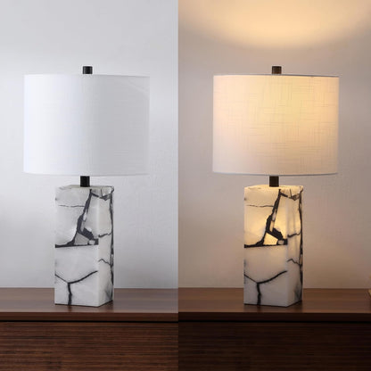 JONATHAN Y JYL6201A Elizabeth 27.5" Alabaster LED Table Lamp Coastal Contemporary Bedside Desk Nightstand Lamp for Bedroom Living Room Office College Bookcase LED Bulb Included, White/Gold Leaf