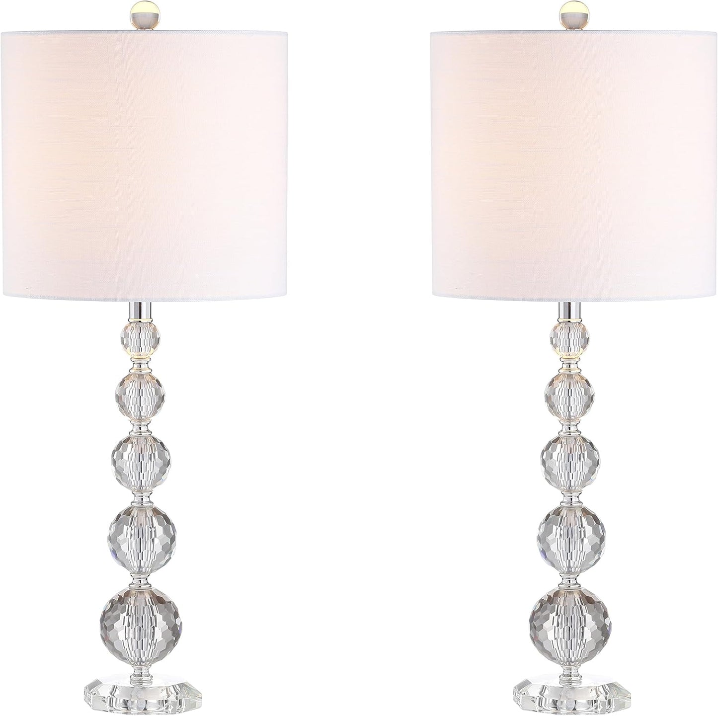 JONATHAN Y JYL5002A-SET2 Nala 28.5" Crystal LED Table Lamp Transitional Glam Bedside Desk Nightstand Lamp for Bedroom Living Room Office College Bookcase LED Bulbs Included, Clear/Chrome (Set of 2)