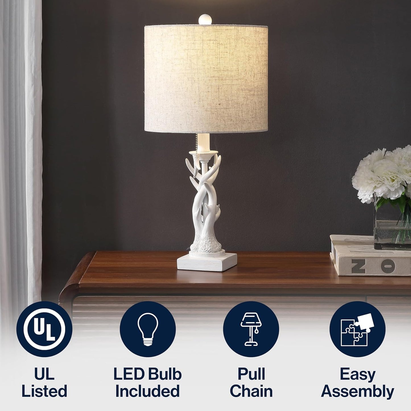 JONATHAN Y JYL1031B Gaston 20.5" Resin Mini LED Table Lamp for Living Room, Family Room, Dining Room, Bedroom, Hallway, Office, Antique Black