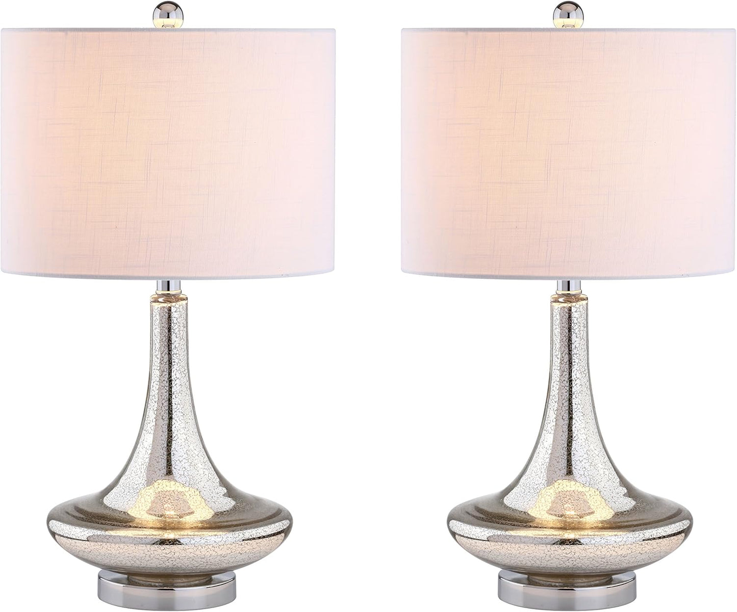 JONATHAN Y JYL1081C-SET2 Set of 2 Table Lamps Cecile 25.5" Glass Teardrop LED Table Lamp Contemporary Bedside Desk Nightstand Lamp for Bedroom Living Room Office College Bookcase, Clear