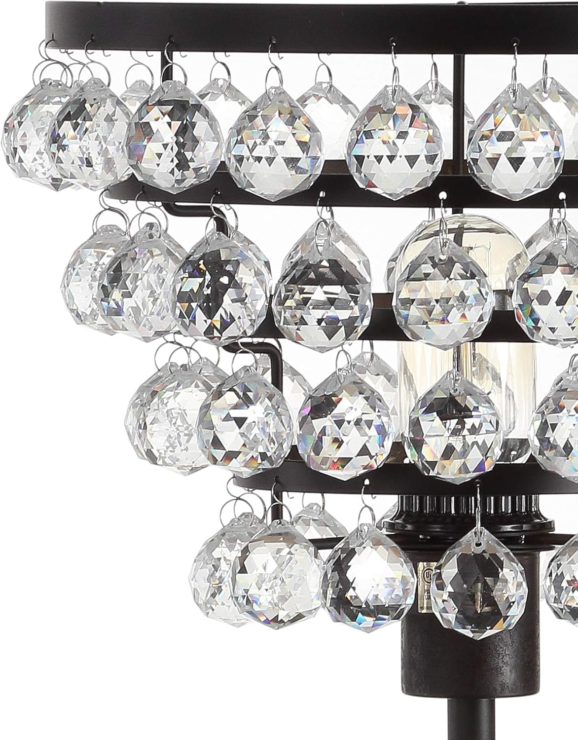 JONATHAN Y JYL9004A Buckingham 25" Crystal/Metal Table Lamp Modern Contemporary Bedside Desk Nightstand Lamp for Bedroom Living Room Office College Bookcase, Bronze