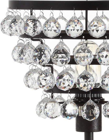 JONATHAN Y JYL9004A Buckingham 25" Crystal/Metal Table Lamp Modern Contemporary Bedside Desk Nightstand Lamp for Bedroom Living Room Office College Bookcase, Bronze