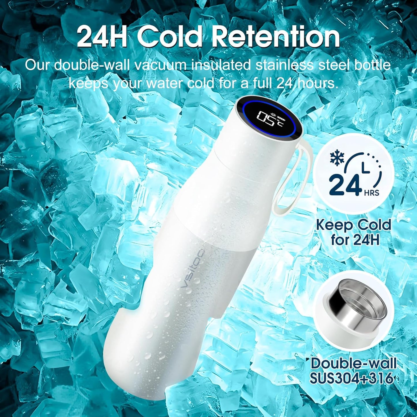 VSITOO Self-Cleaning Smart Water Bottle (pink, 15 Ounce)