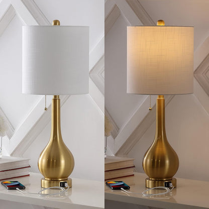 JONATHAN Y JYL1127A-SET2 Tyler 24" Gourd Iron LED Table Lamp, Pull-Chain, Dual USB Charging Port, Farmhouse, Classic, Modern, Traditional for Bedroom, Living Room, Office, Oil Rubbed Bronze, Set of 2