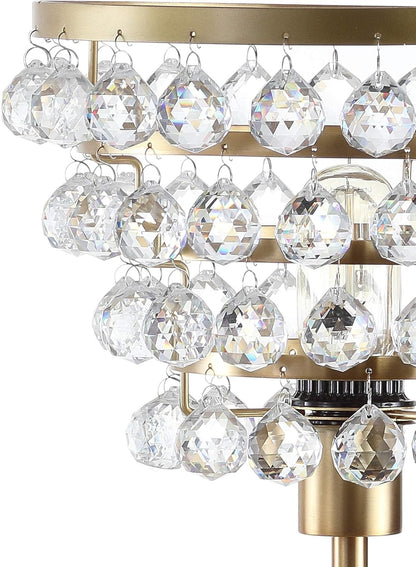 JONATHAN Y JYL9004A Buckingham 25" Crystal/Metal Table Lamp Modern Contemporary Bedside Desk Nightstand Lamp for Bedroom Living Room Office College Bookcase, Bronze